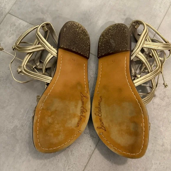 Sam Edelman- Gasha Womens Strappy Open Toe Flat Sandals- Gold- Size 7.5 - Picture 3 of 3